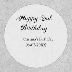 calligraphy simple minimal happy 2nd birthday patch