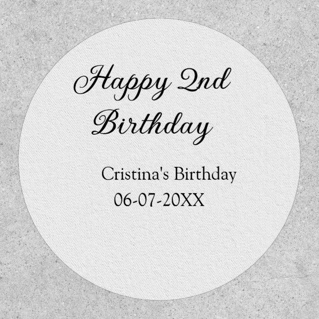 calligraphy simple minimal happy 2nd birthday patch (Front)