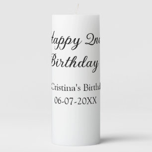 calligraphy simple minimal happy 2nd birthday pillar candle
