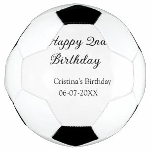 calligraphy simple minimal happy 2nd birthday soccer ball