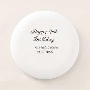 calligraphy simple minimal happy 2nd birthday Wham-O frisbee