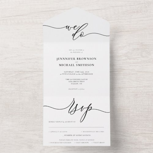 Calligraphy Simple Wedding All In One Invitation