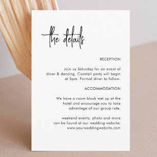 Calligraphy Simple Wedding Details Enclosure Card