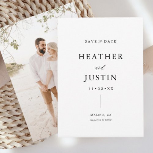 Calligraphy Simple Wedding Photo Save The Date