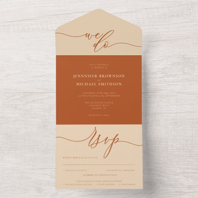 Calligraphy Simple Wedding script we do All In One Invitation