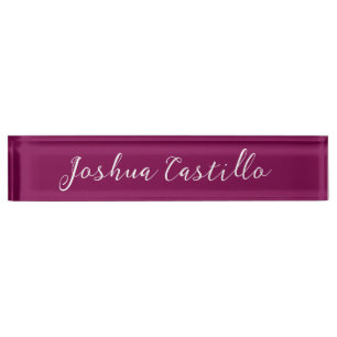Calligraphy Simple Wine Color Professional Desk Name Plate