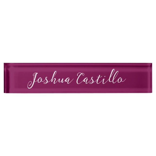 Calligraphy Simple Wine Color Professional Desk Name Plate (Front)