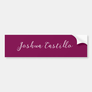 Calligraphy Simple Wine Color Professional Name Bumper Sticker