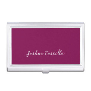 Calligraphy Simple Wine Color Professional Name Business Card Case