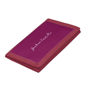Calligraphy Simple Wine Color Professional Name Tri-fold Wallet
