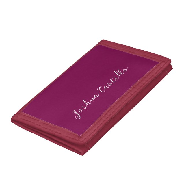 Calligraphy Simple Wine Color Professional Name Trifold Wallet (Bottom)