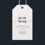 Calligraphy Sip Sip Hooray Bridal Shower  Gift Tags<br><div class="desc">These calligraphy sip sip hooray bridal shower gift tags are perfect for a rustic wedding shower. The simple and elegant design features classic and fancy script typography in black and white.</div>