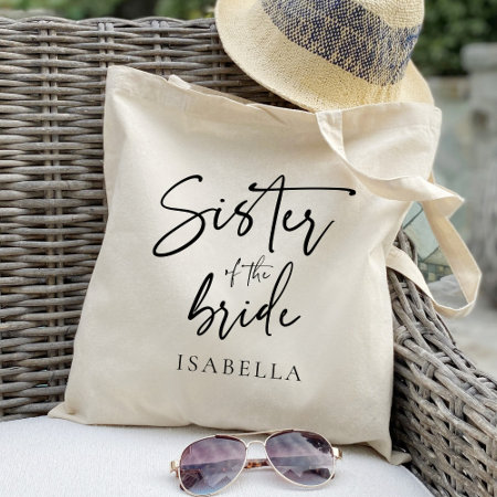 Calligraphy Sister Of The Bride Chic Wedding Favor Tote Bag
