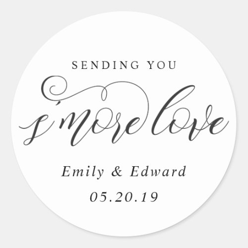 Calligraphy Smore Love Personalized Wedding Favor Classic Round Sticker