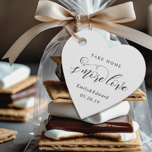 Calligraphy S'more Love Wedding Heart Shaped Favor Tags