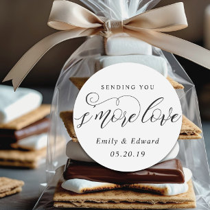 Calligraphy S'more Love Wedding Smores Favor Classic Round Sticker