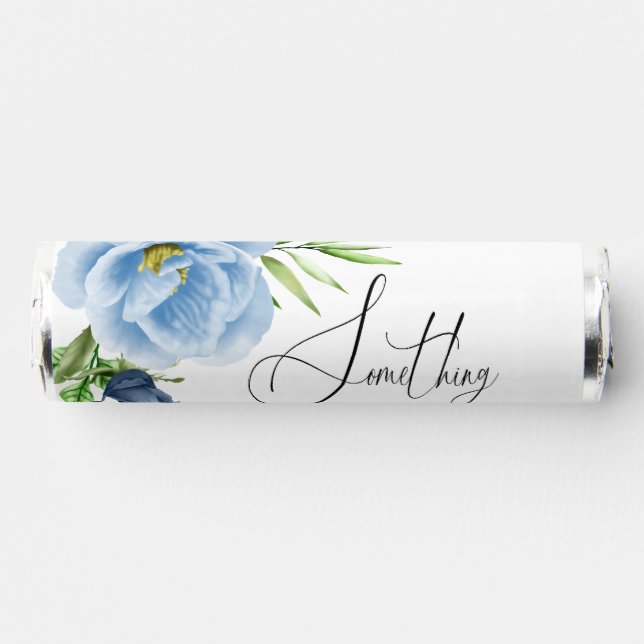 Calligraphy Something Blue Floral Bridal Shower Breath Savers® Mints (Front)