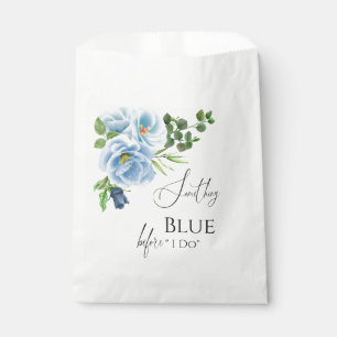 Calligraphy Something Blue Floral Bridal Shower Favor Bag