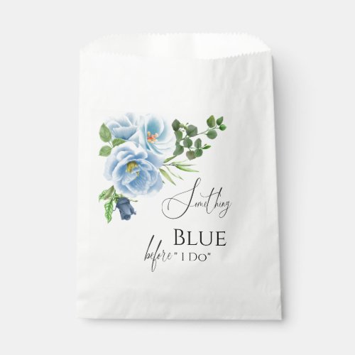 Calligraphy Something Blue Floral Bridal Shower Favor Bag