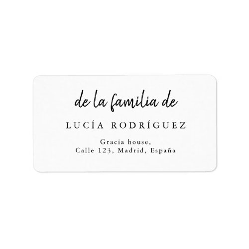 Calligraphy Spanish Funeral Return Address Label