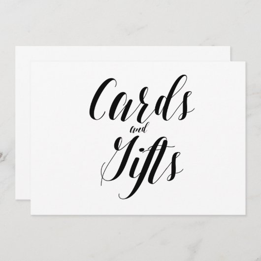 Calligraphy Style "Cards and Gifts" Wedding Sign (Front/Back)