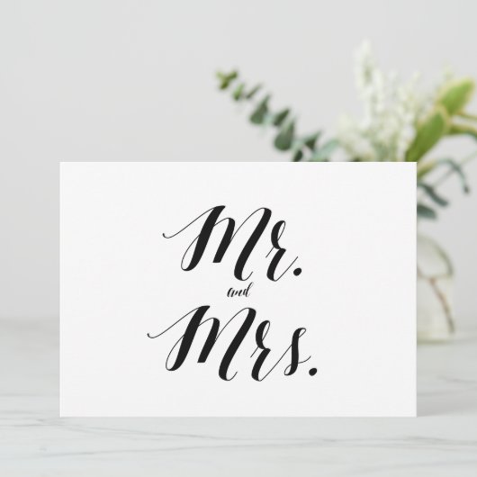Calligraphy Style "Mr. and Mrs." Wedding Sign (Standing Front)