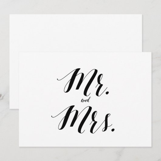 Calligraphy Style "Mr. and Mrs." Wedding Sign (Front/Back)