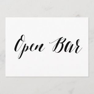 Calligraphy Style "Open Bar" Wedding Sign Invitation