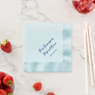 Calligraphy style personalized  blue napkins