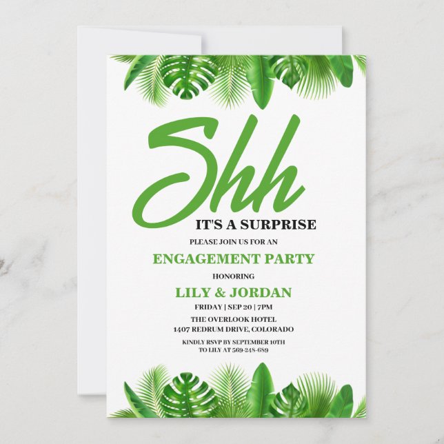 Calligraphy Surprise Engagement Party Invitation (Front)