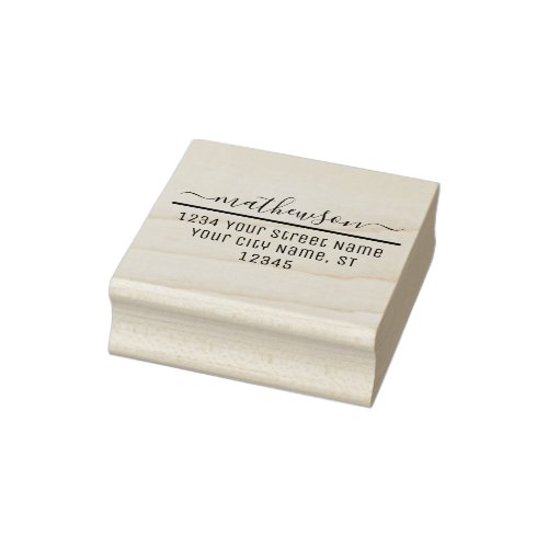 Calligraphy Swash Typography Name Address 3 Rubber Stamp