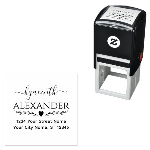 Calligraphy Swash Typography Name Address Self_inking Stamp