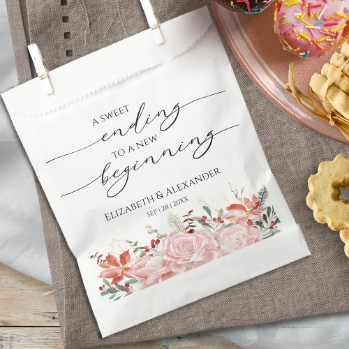 Calligraphy  Sweet Ending New Begin Wedding Favor Bag