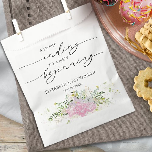 Calligraphy  Sweet Ending New Begin Wedding Favor Bag