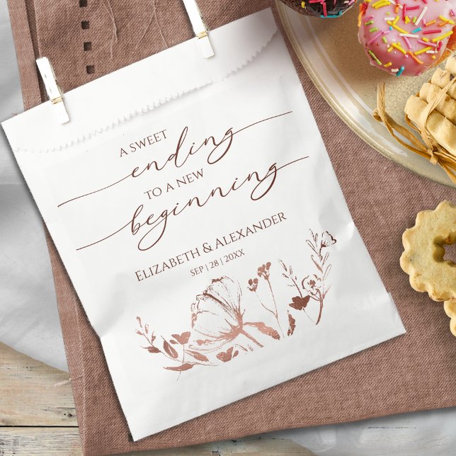 Calligraphy | Sweet Ending New Begin Wedding Favor Bag (Creator Uploaded)