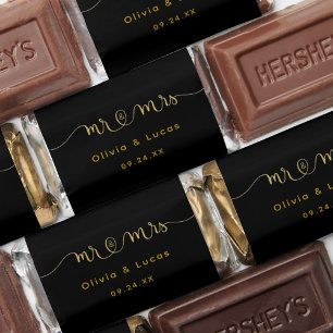 Calligraphy Sweet Wedding Gold Mr. and Mrs. Black Hershey's Miniatures