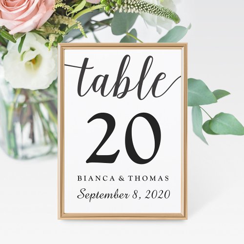 Calligraphy Table Card with Name and Wedding Date