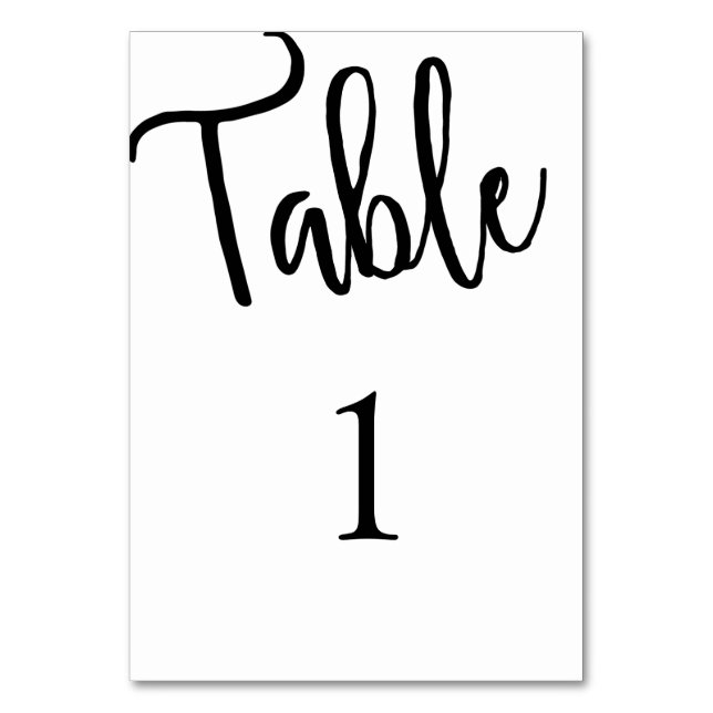 Calligraphy table number. Modern wedding. Simple Number (Front)