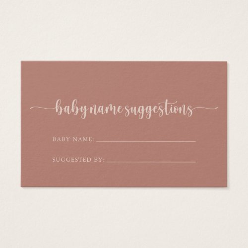 Calligraphy Terracotta Baby Name Suggestions Card