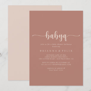 Calligraphy Terracotta BabyQ Baby Shower Barbecue Invitation