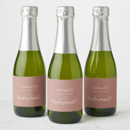 Calligraphy Terracotta Bridesmaid Proposal Sparkling Wine Label