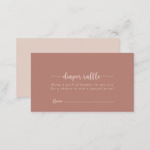 Calligraphy Terracotta Diaper Raffle Ticket  Enclosure Card