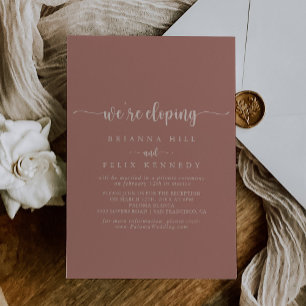 Calligraphy Terracotta Elopement Reception  Invitation