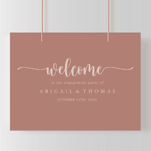 Calligraphy Terracotta Engagement Party Welcome Poster