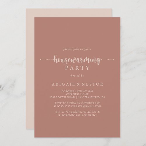 Calligraphy Terracotta Housewarming Party  Invitation