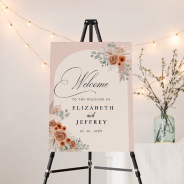 Calligraphy Terracotta Pampas Wedding Welcome Sign