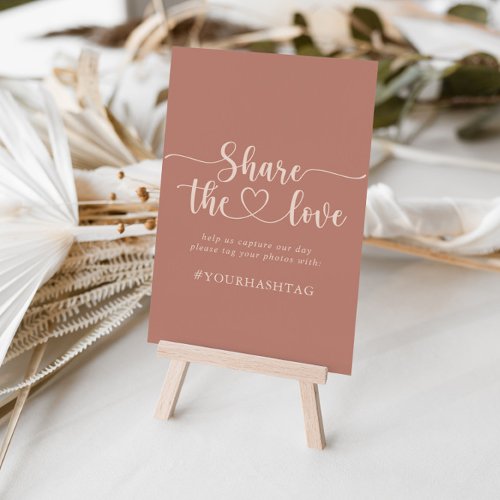 Calligraphy Terracotta Share the Love Hashtag Sign