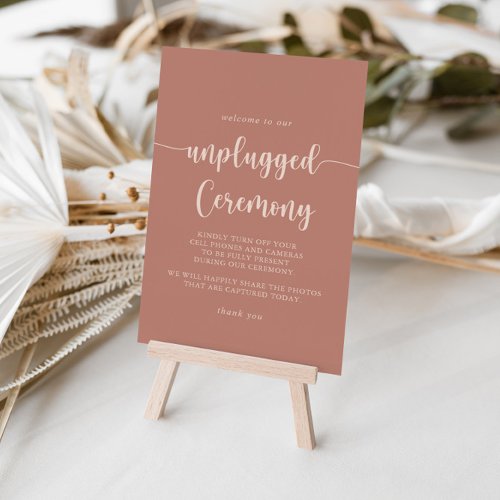 Calligraphy Terracotta Unplugged Ceremony Sign