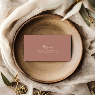 Calligraphy Terracotta Wedding Gift Registry Enclosure Card