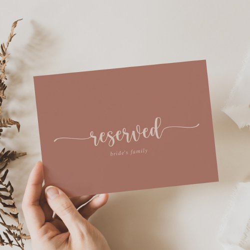 Calligraphy Terracotta Wedding Reserved Sign